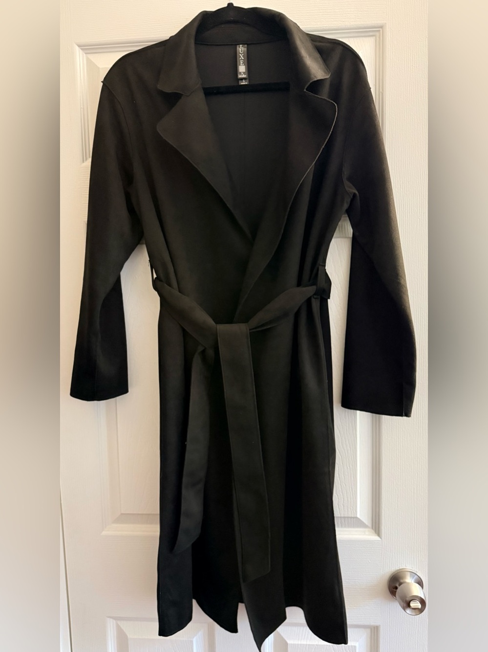 LuLaRoe Black Wrap Trench Coat with Self-Tie Belt